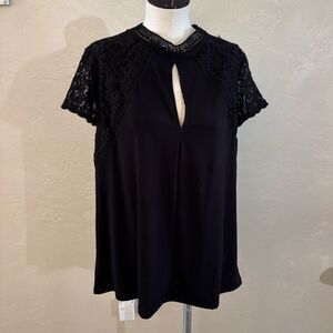 Tru Self Elegant Black Lace Women's Top sz 1X